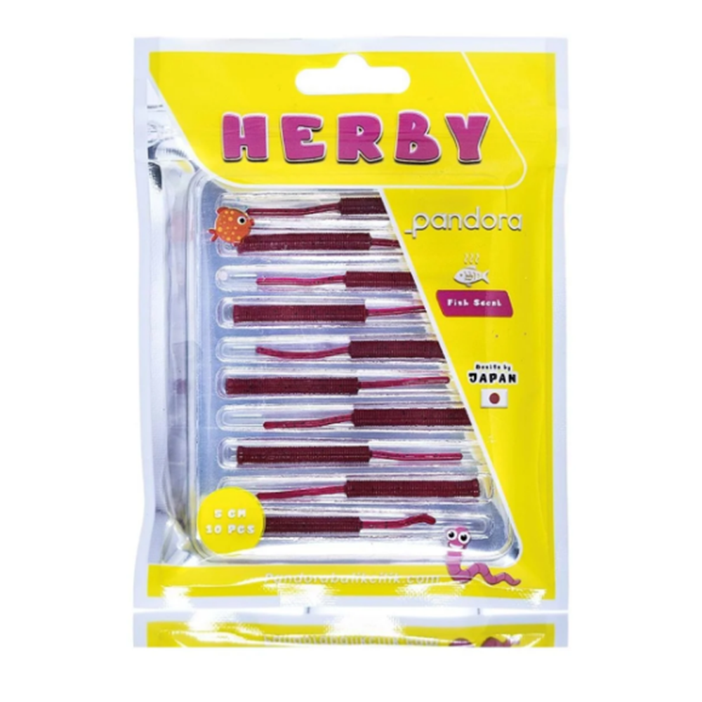 PandoraBalıkçılık Herby Worm 5cm Lrf Silikon Yem(10 Adet) - RED BERY