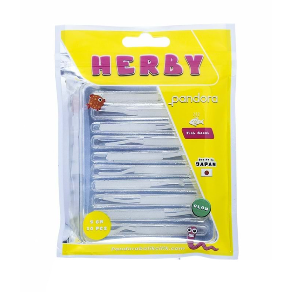 Pandora Balıkçılık Herby Worm 5cm Lrf Silikon Yem(10 Adet) - WHITE GLOW