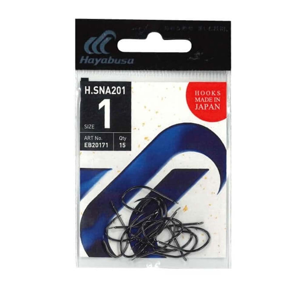 Hayabusa HSNA 201 Kısa Pala Olta İğnesi 15'li Paket Black Nikel - 1