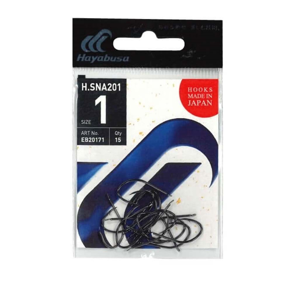 Hayabusa HSNA 201 Kısa Pala Olta İğnesi 15'li Paket Black Nikel