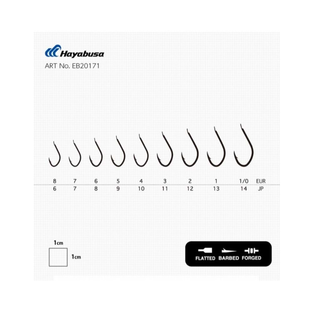 Hayabusa HSNA 201 Kısa Pala Olta İğnesi 15'li Paket Black Nikel