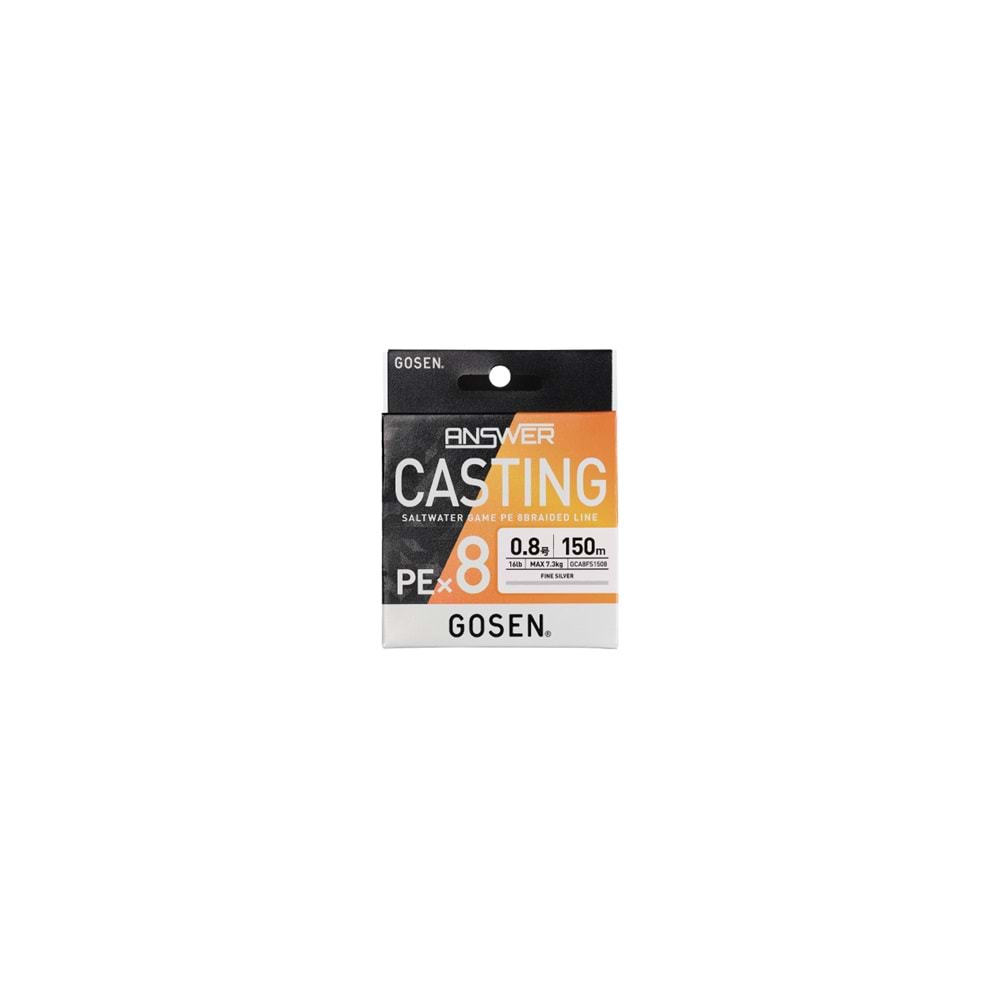 Gosen Answer Casting PE 8 Örgü Spin İpi 150mt Fine Silver Color