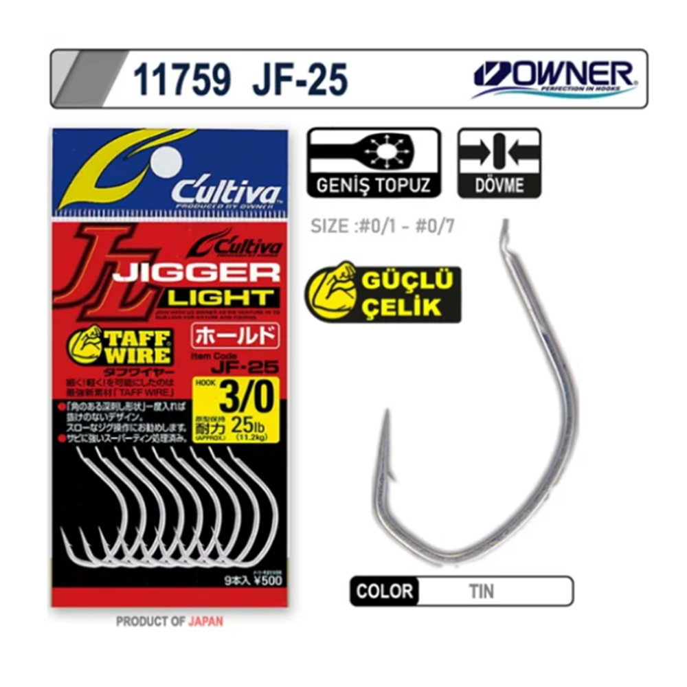 Owner 11759 JF-25 Jigger Light Jig İğnesi - 3/0