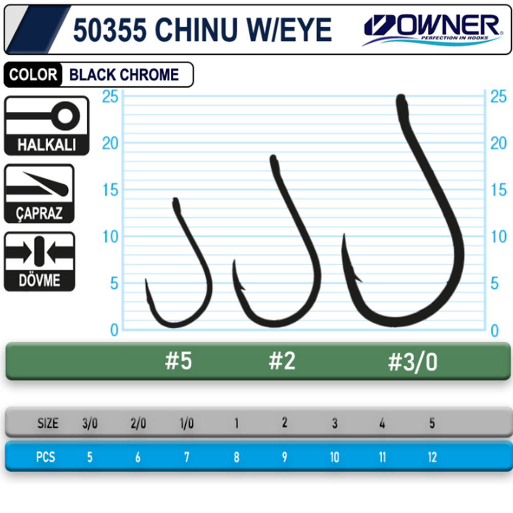 Owner 50355 Chinu W/ Eye Gun Black İğne - 5/0