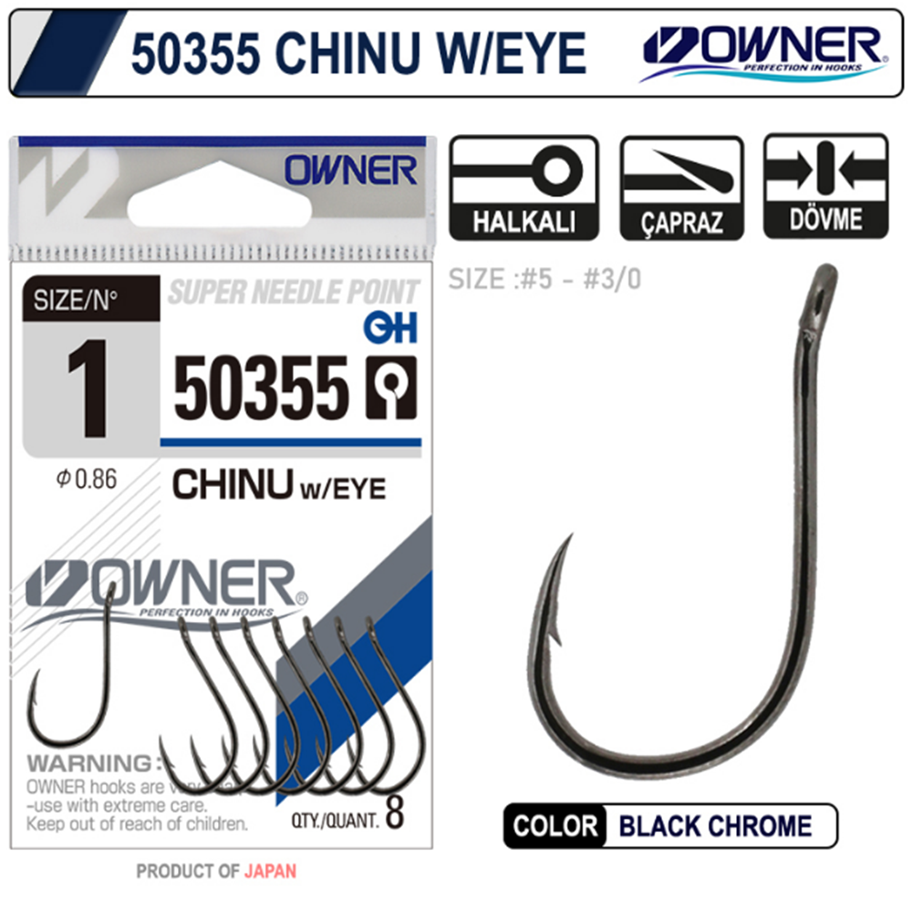 Owner 50355 Chinu W/ Eye Gun Black İğne - 3/0
