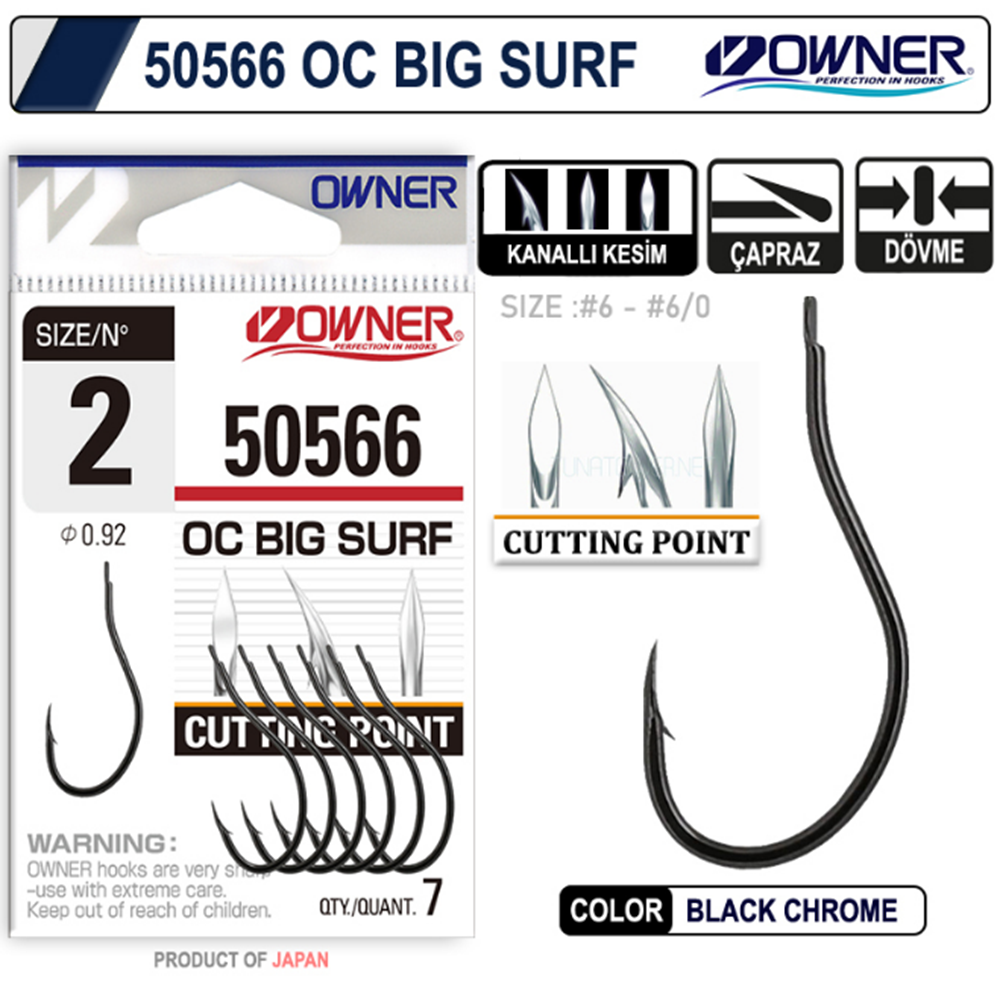 Owner 50566 Cut Big Surf Gun Black İğne - 1