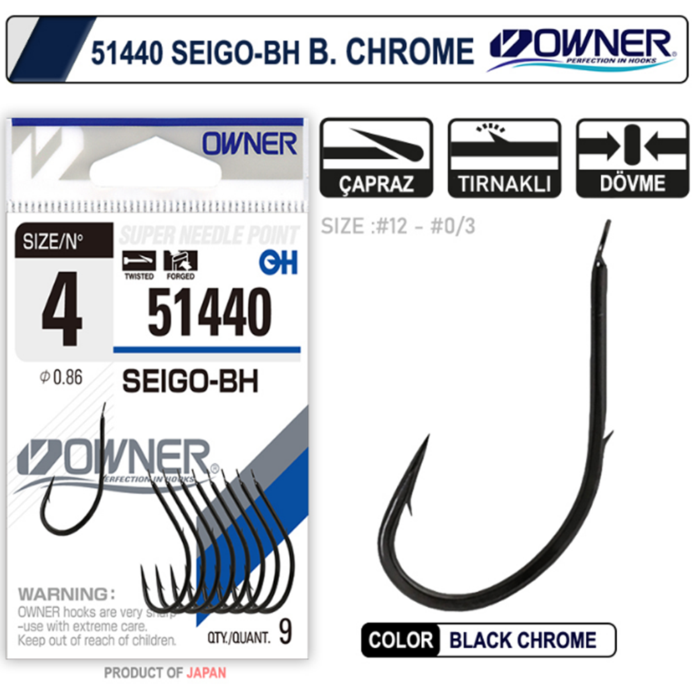 Owner 51440 Seigo-Bh Black Chrome İğne - 2/0