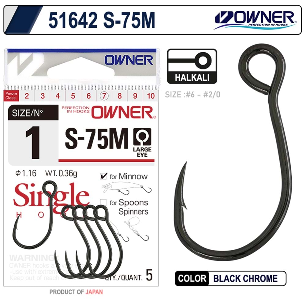 Owner 51642 S-75M Black Chrome İğne