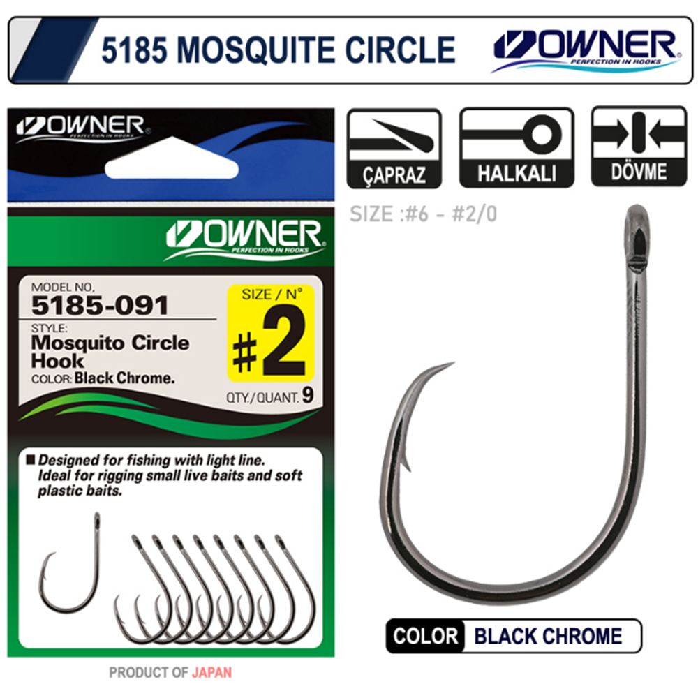 Owner 5185 Mosquito Circle Black Chrome Sinek İğne - 2/0
