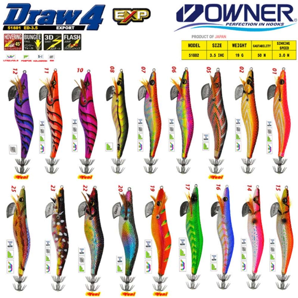 Owner 51882 DRAW SQUID ED-3,5 12CM Kalamar Zokası