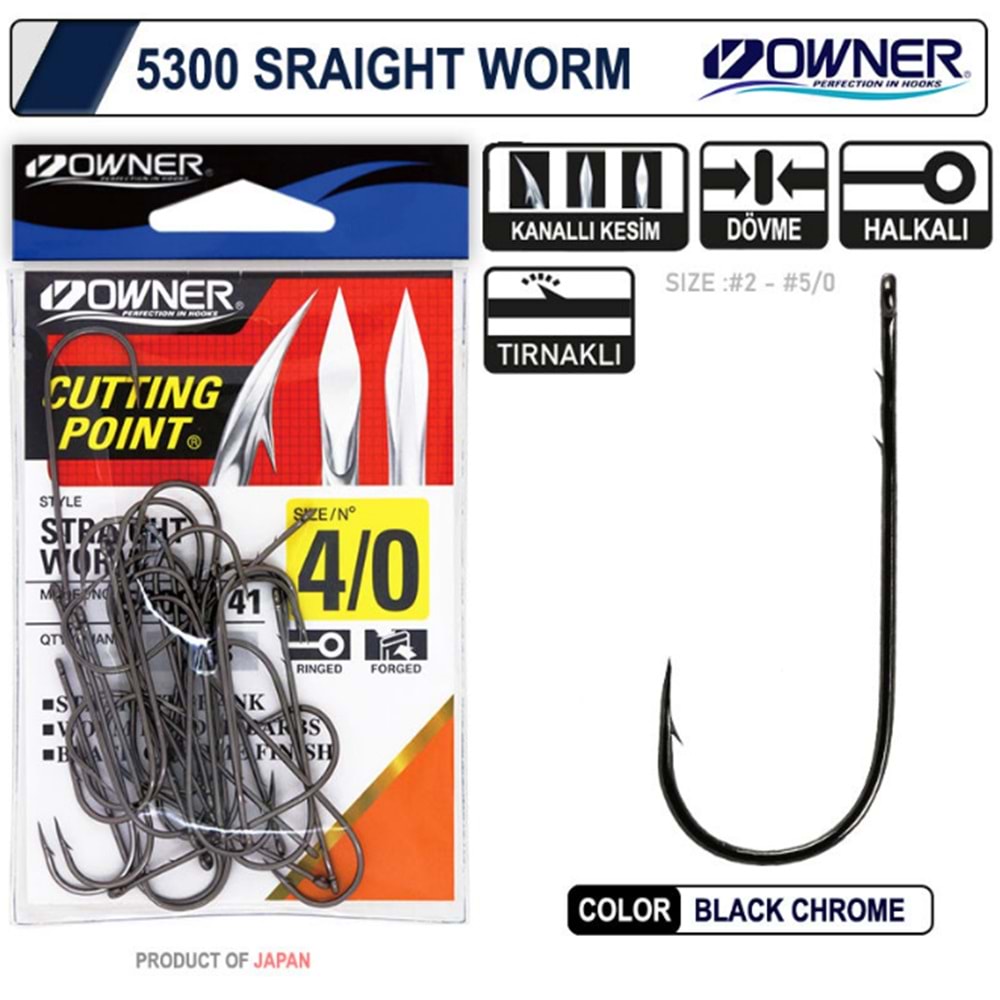 Owner 5300 Straight Shank Black Chrome İğne