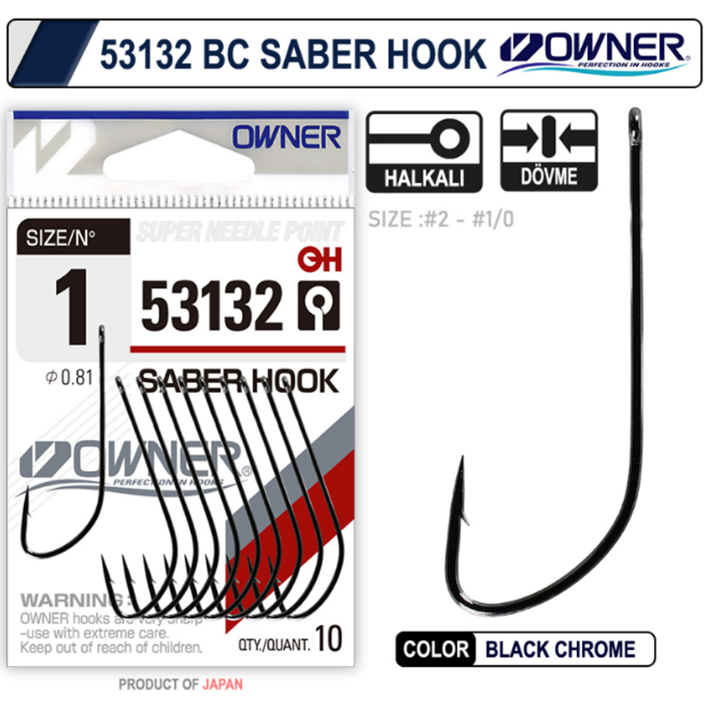Owner 53132 Saber Hook Black Chrome İğne - 1