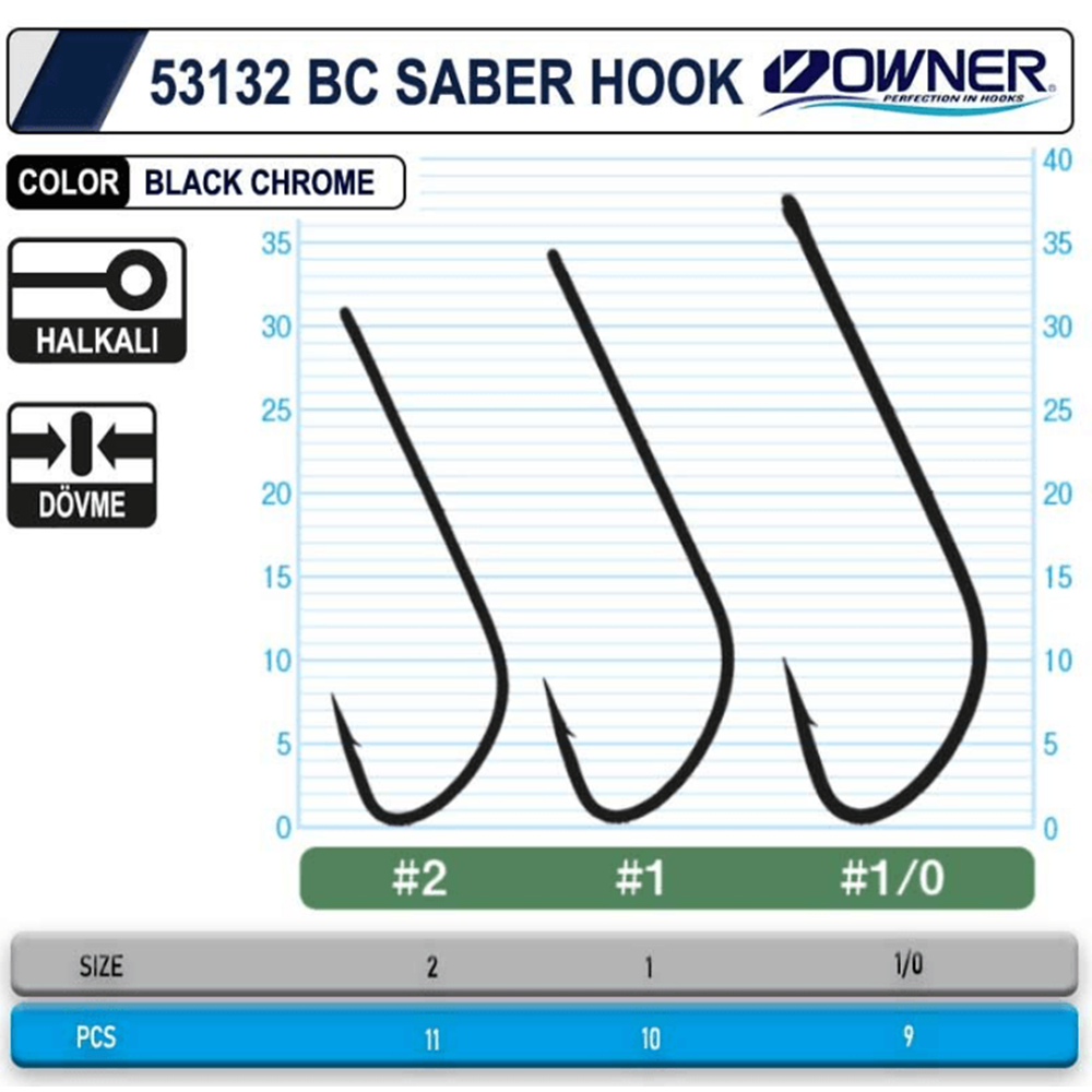 Owner 53132 Saber Hook Black Chrome İğne - 4