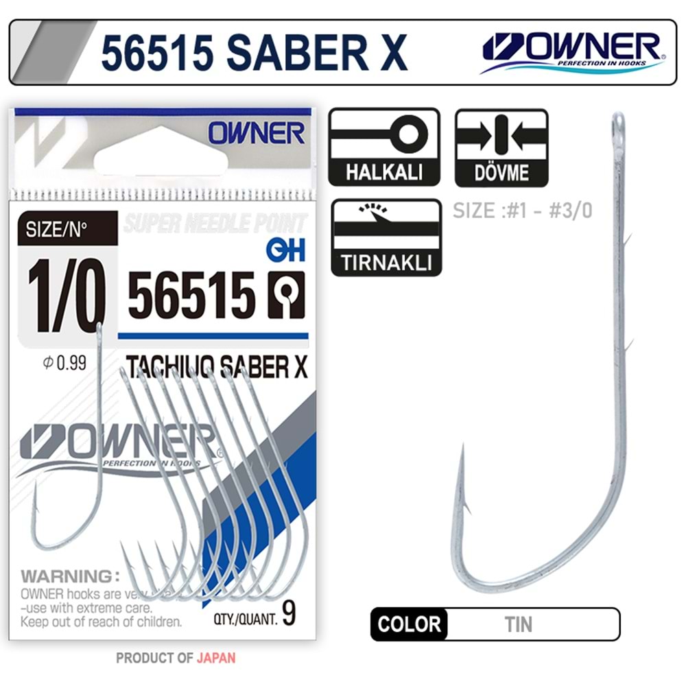 Owner 56515 Tachiuo Saber X Tin İğne - 1/0
