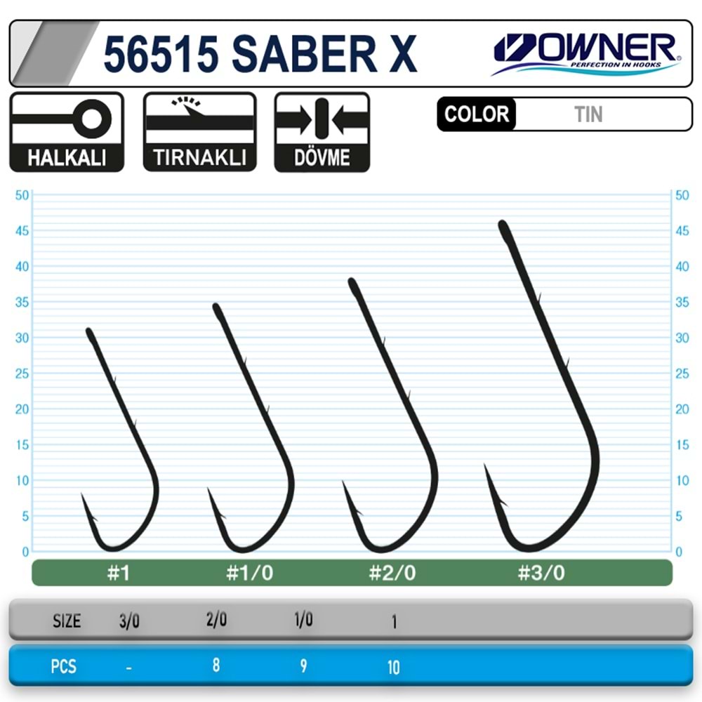 Owner 56515 Tachiuo Saber X Tin İğne - 1/0