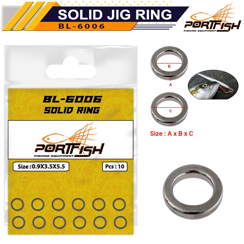 Portfish BL-6006 Solid Jig Halkası - 0.9*3.5*5.5