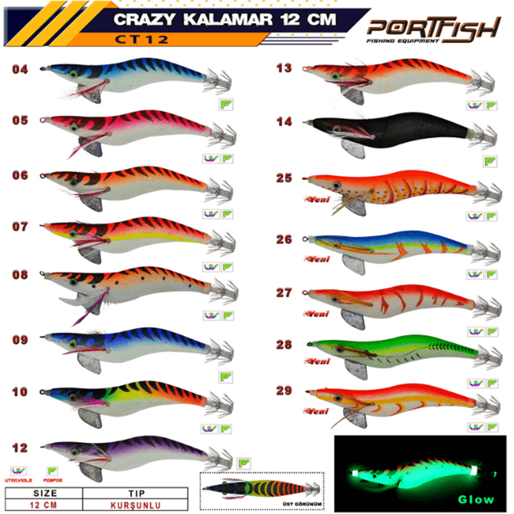 Portfish Crazy Kalamar Zokası 3,5 gr Kurşunlu 12 cm - 29