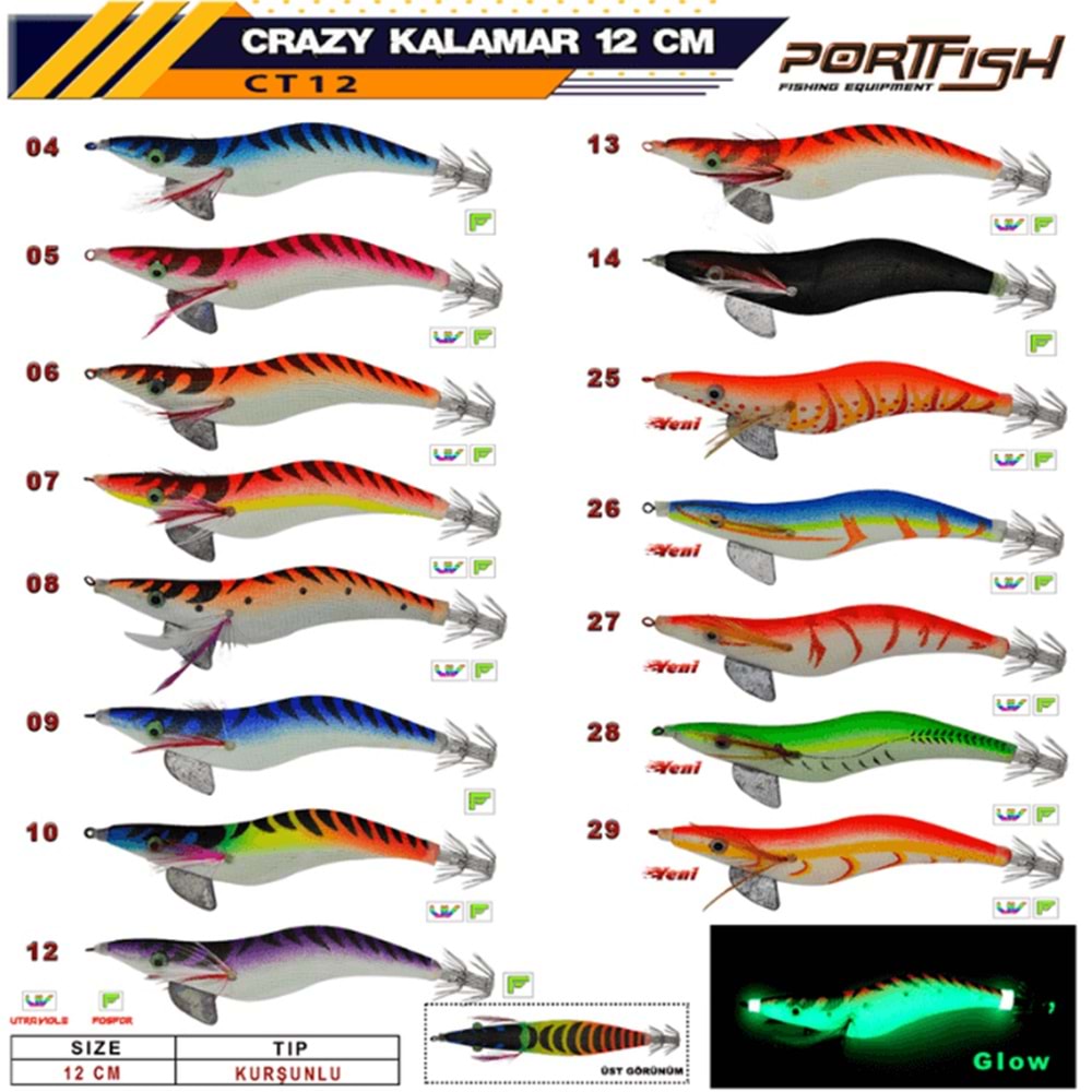 Portfish Crazy Kalamar Zokası 3,5 gr Kurşunlu 12 cm