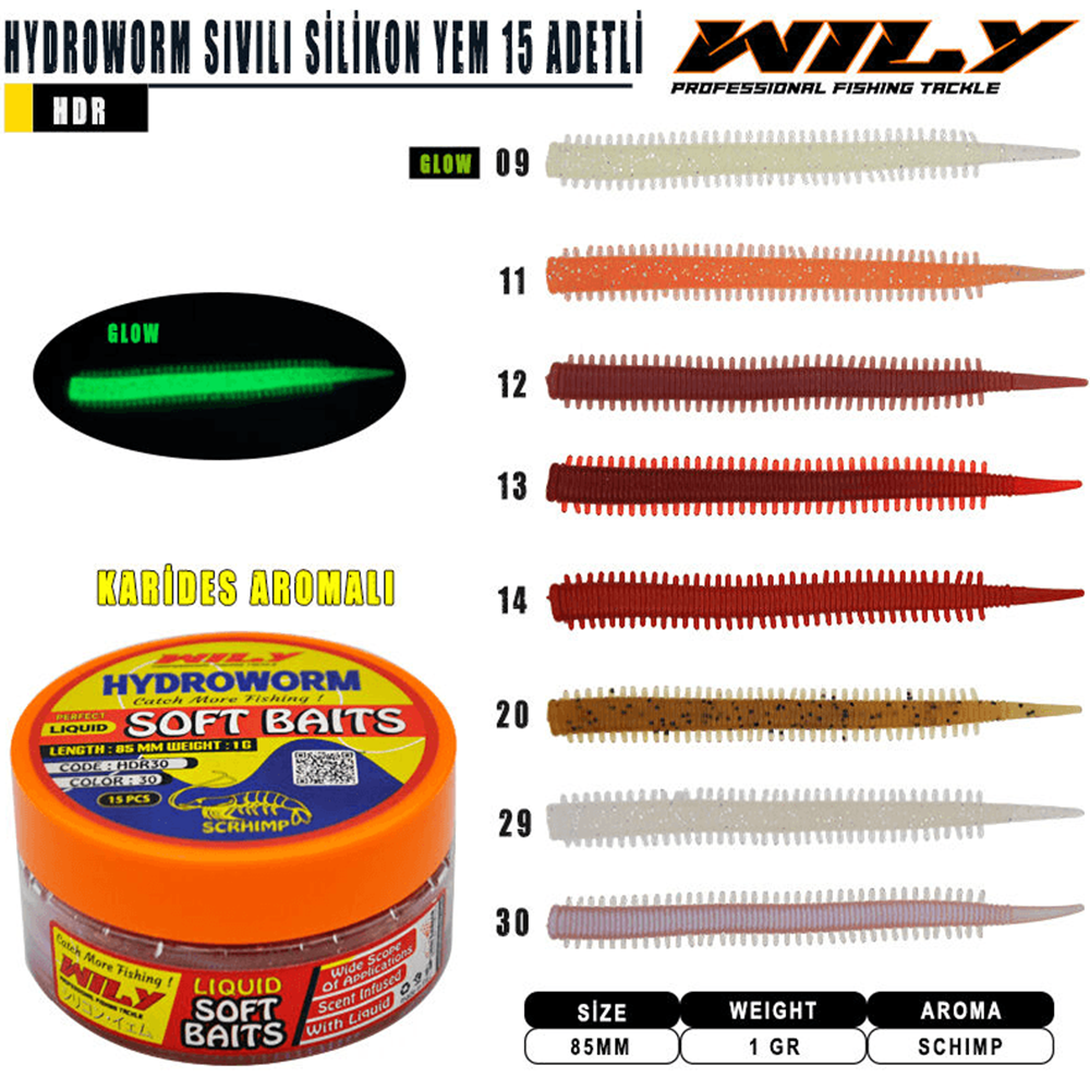 Wily Hydroworm Sıvılı Silikon 85mm 15 Adetli - 14