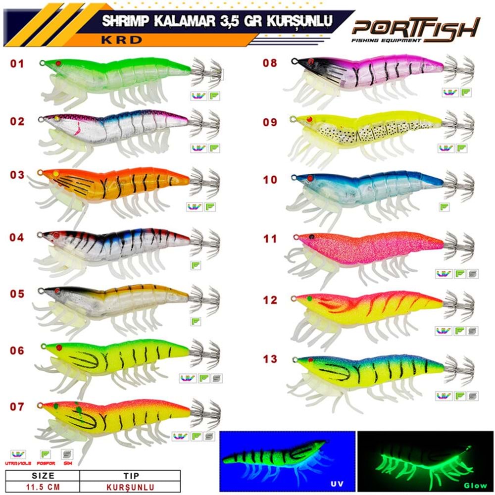 Portfish Shrimp Kalamar Zokası 3,5 gr Kurşunlu 11,5 cm - 02