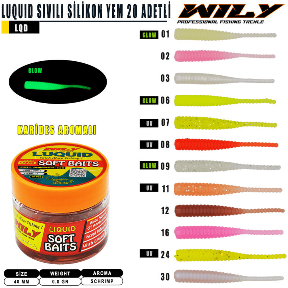 Wily Luquid Sıvılı 40 mm 20 Adetli Silikon Yem