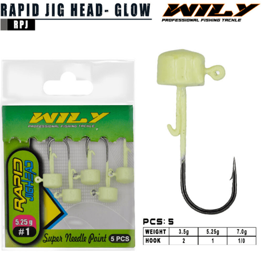 Wily Rapid Jighead Glow - NO:1 5.25GR