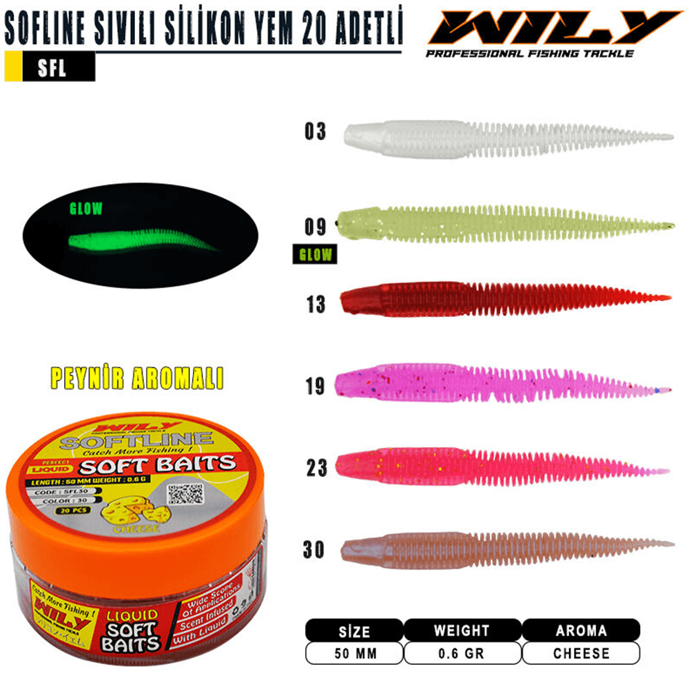 Wily Softline Sıvılı Silikon Yem 50 mm 20 Adetli - 13