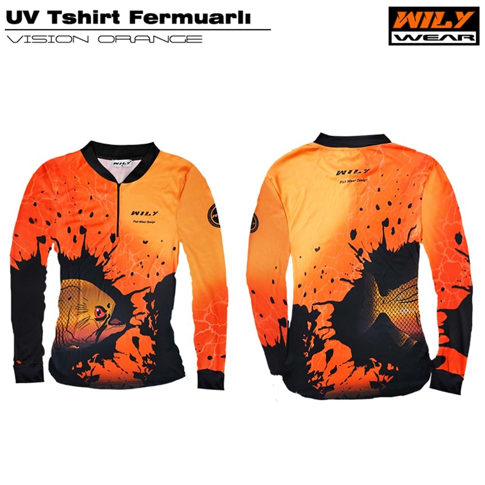 Wily Wear UV T-Shirt Fermuarlı Vision Orange - M
