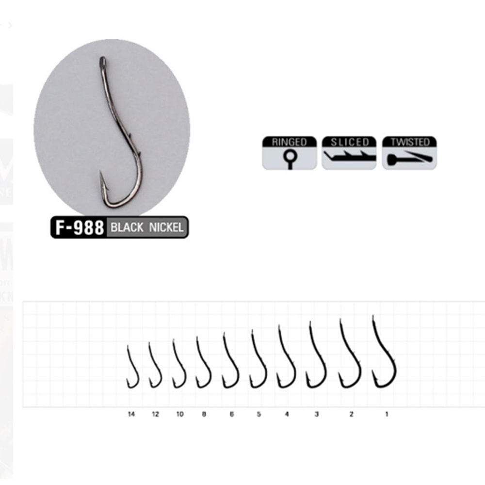 Sasame Ryusen W-Hold Black F-988 Serisi Olta İğnesi