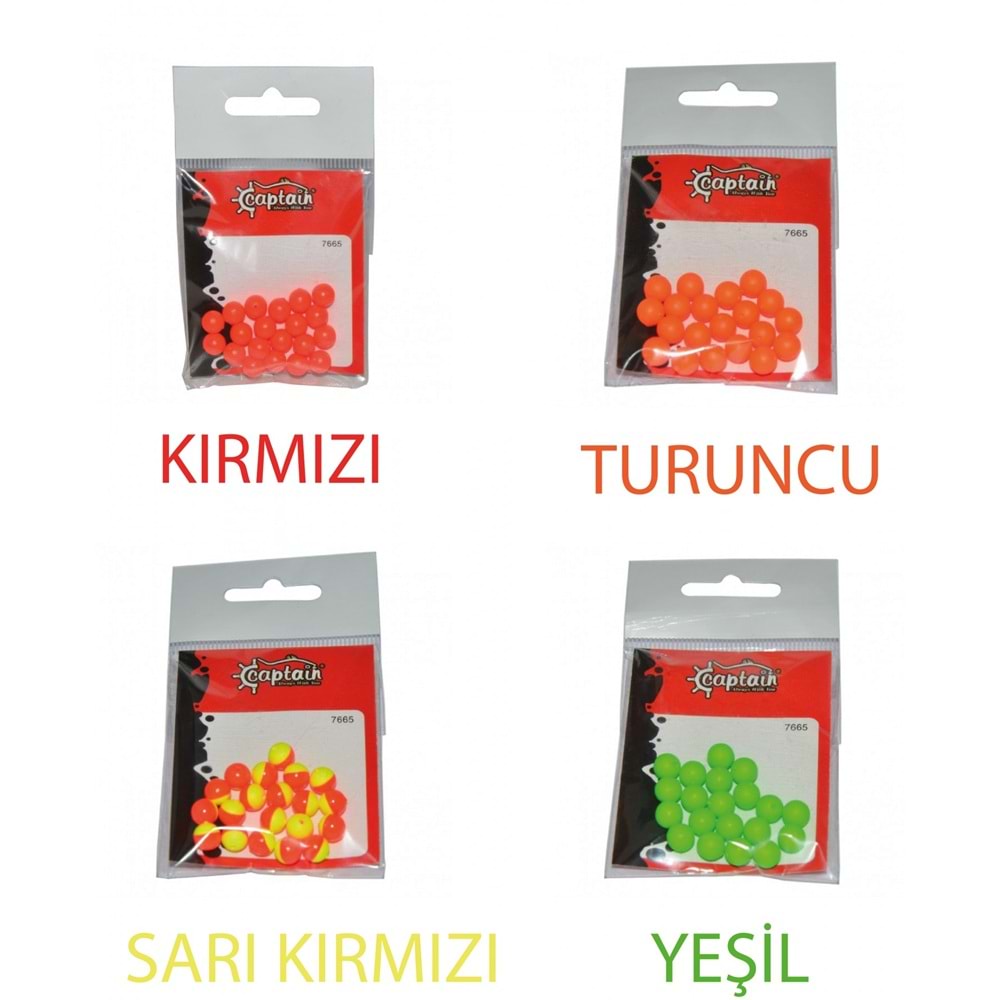 Captain 7665 Renkli Boncuk Yuvarlak 75mm Plastik Boncuk 20'li Paket - RED