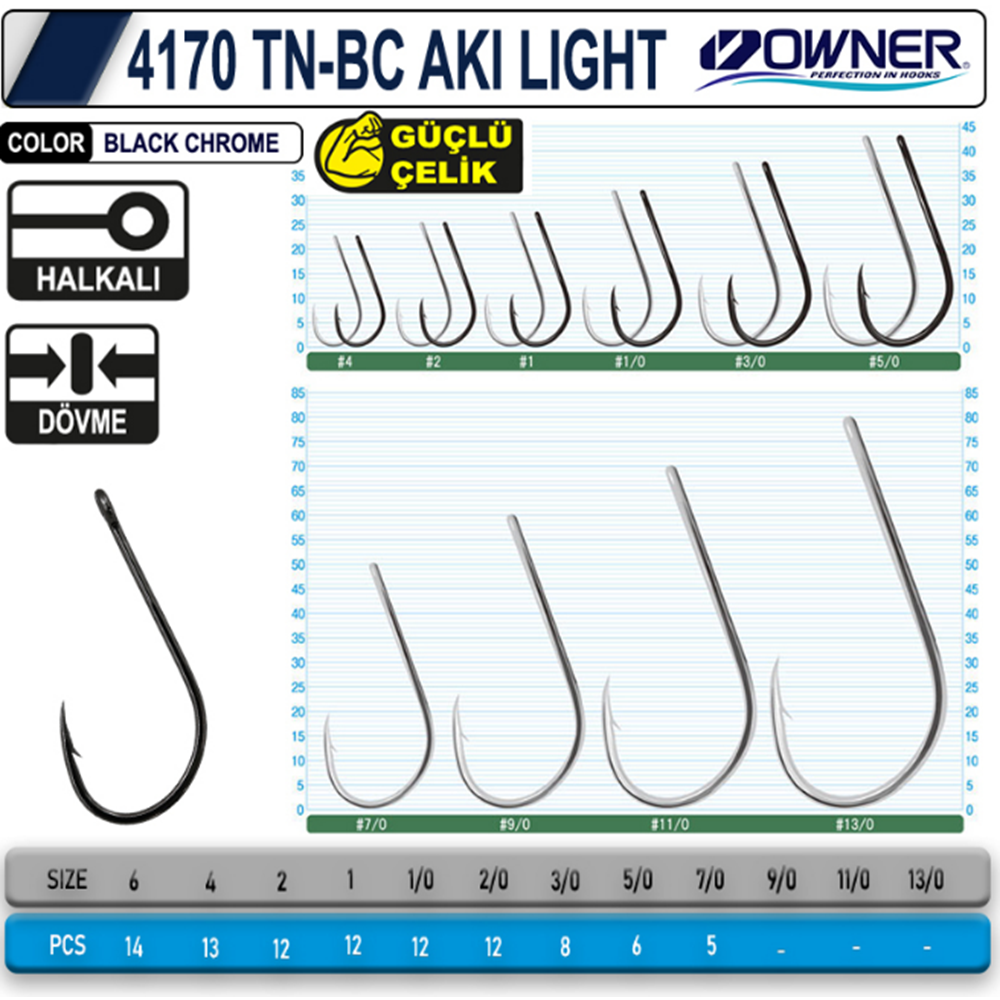 Owner 4170 TN Aki Light Olta İğnesi - 1/0