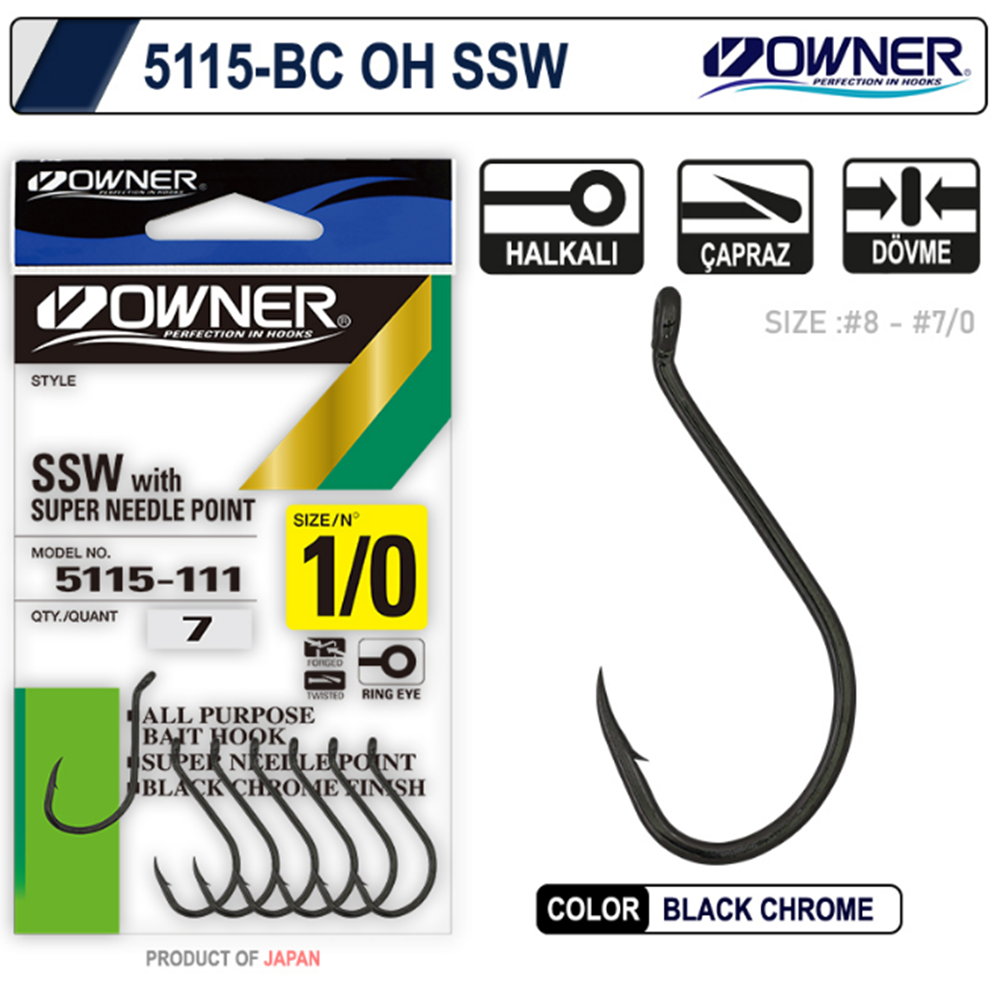 Owner 5115 Oh Ssw Black Chrome İğne - 3/0
