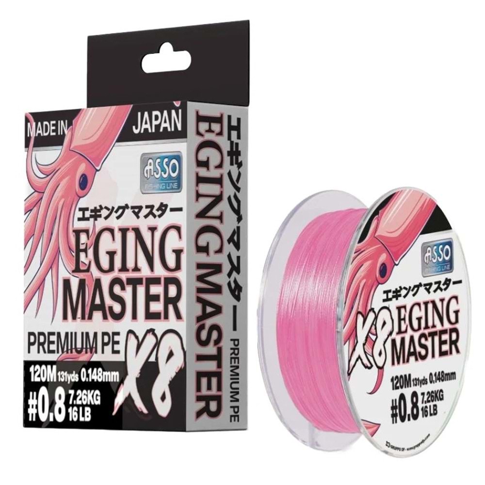 Asso 8X Eging Master PE 8 Örgü İp Misina 120mt Pink - 0.6PE
