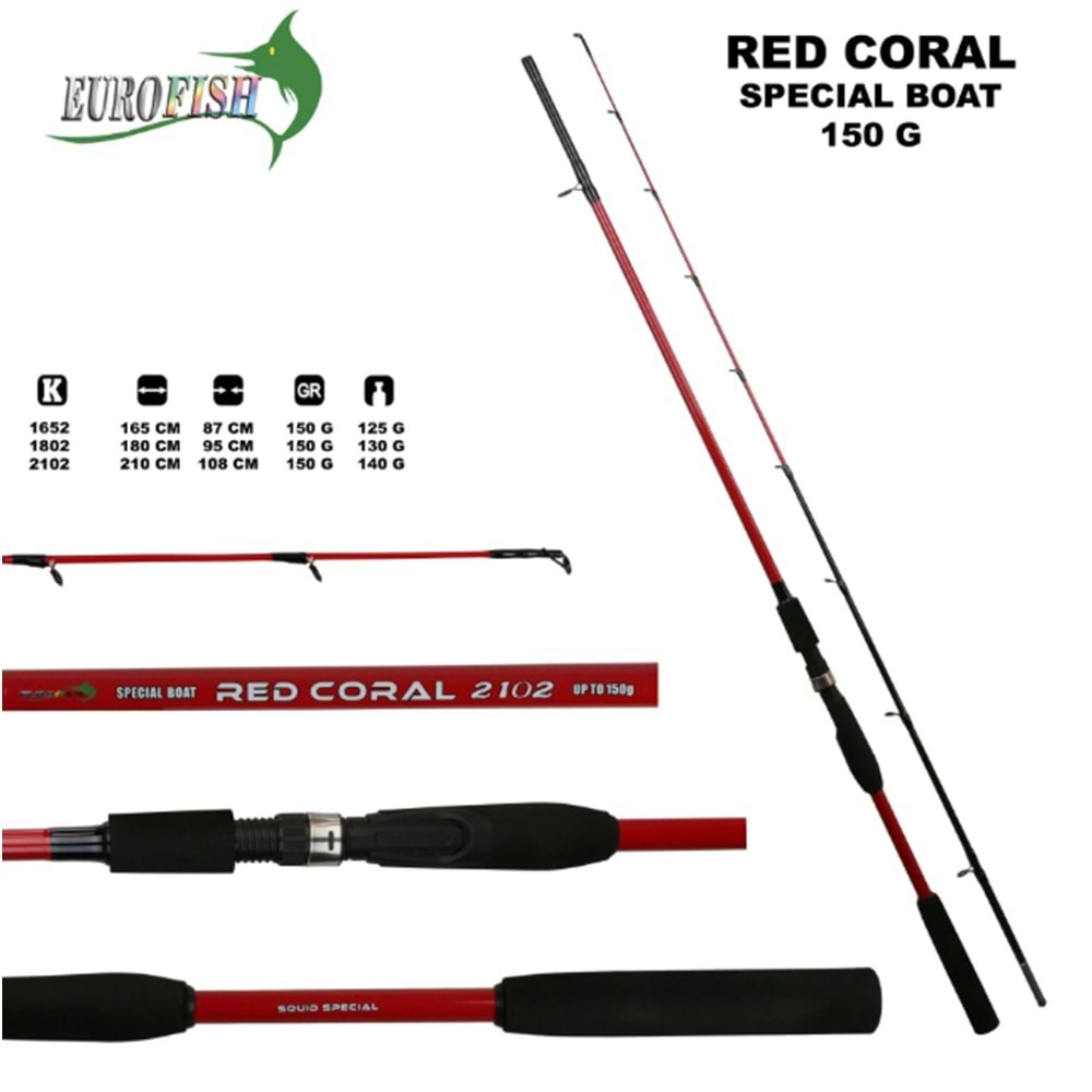Eurofish Red Coral 180 cm 150 gr 2 Parça Bot Tekne Kamışı
