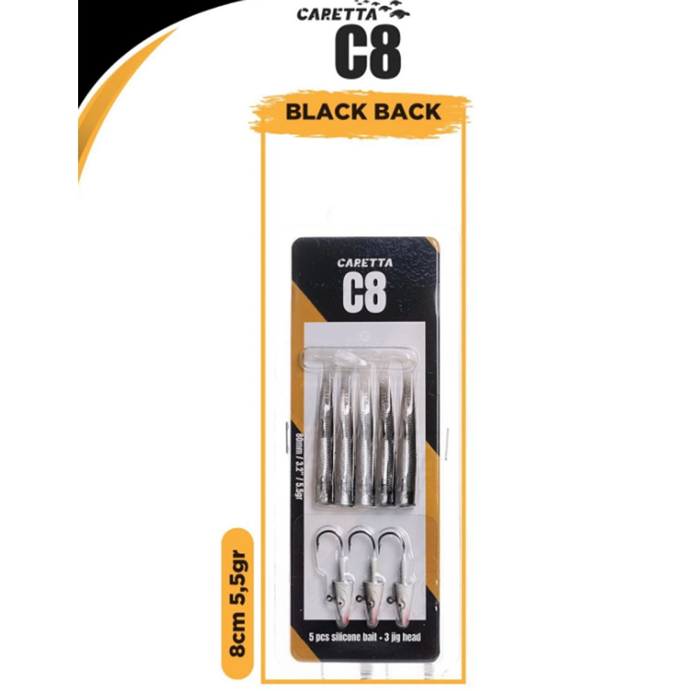 Caretta C8 8cm 5.5g Silikon Yem - BLACK BACK