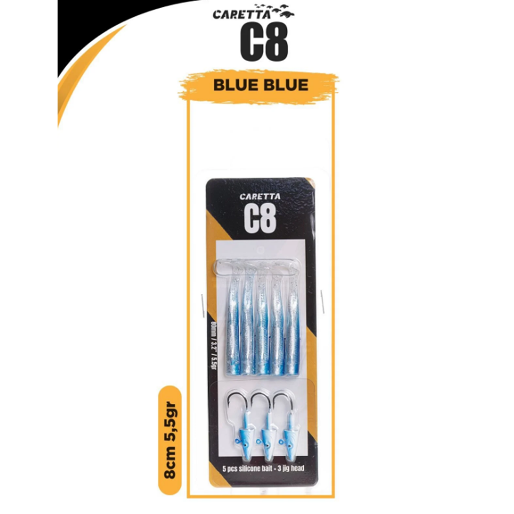 Caretta C8 8cm 5.5g Silikon Yem - BLUE BLUE