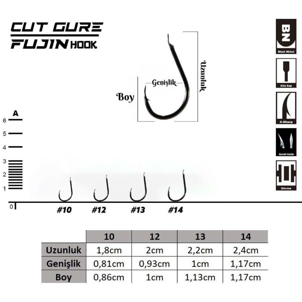Fujin Cut Gure Deliksiz Düz Olta Kancası