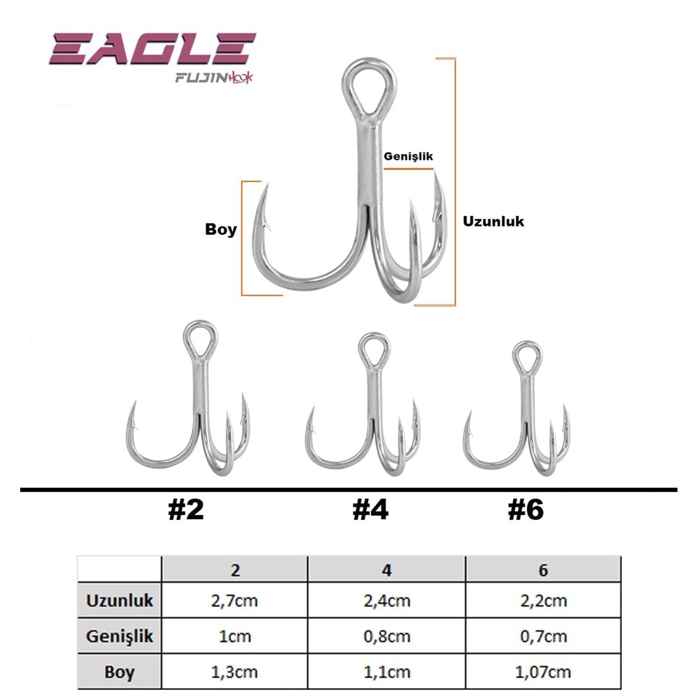 Fujin Eagle Süper Anti-Rust Üçlü Kanca