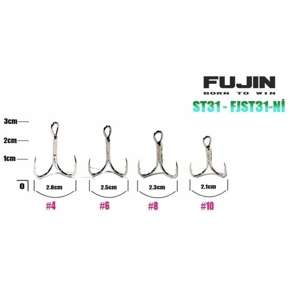 Fujin ST31 Üçlü Maket Balık Kancası Nickel
