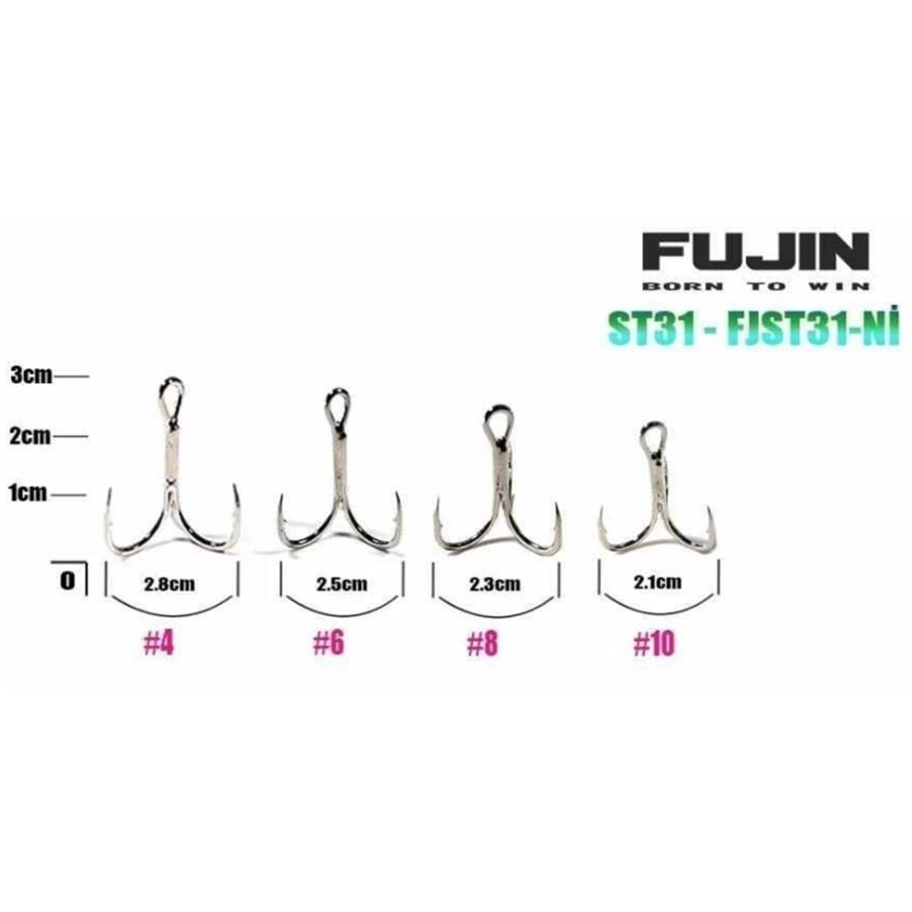 Fujin ST31 Üçlü Maket Balık Kancası Nickel