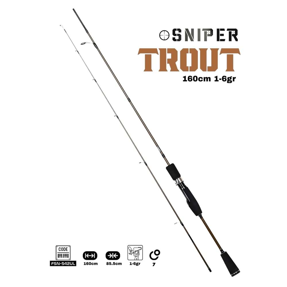 Fujin Sniper Trout 160cm 1-6gr Trout Kamışı Brown