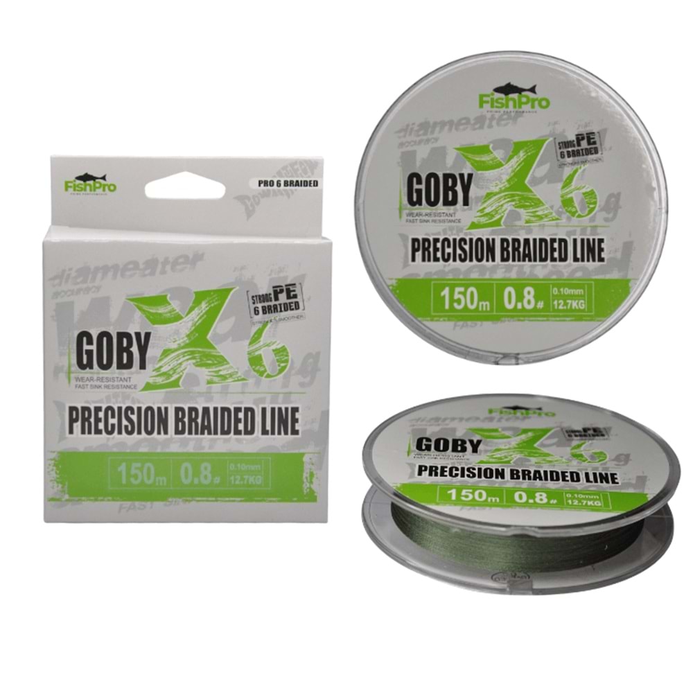 FishPro Goby 150m X6 Dark Green İp Misina