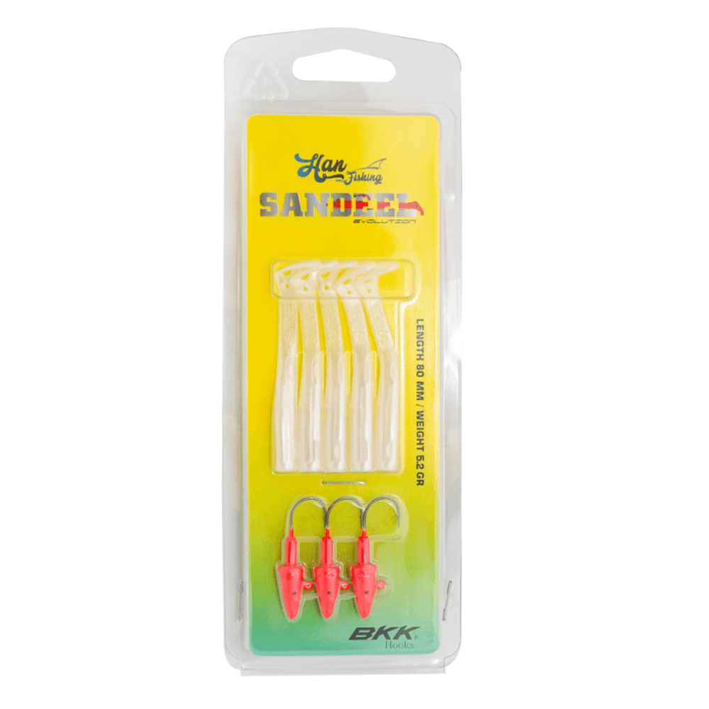 Hanfish Sandeel 8 cm 5.2 gr Silikon Yem - SL-802 PEARL WHITE REDHEAD