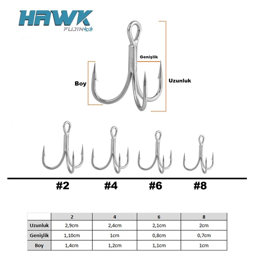 Fujin Hawk Süper Anti-Rust Üçlü Kanca - 8