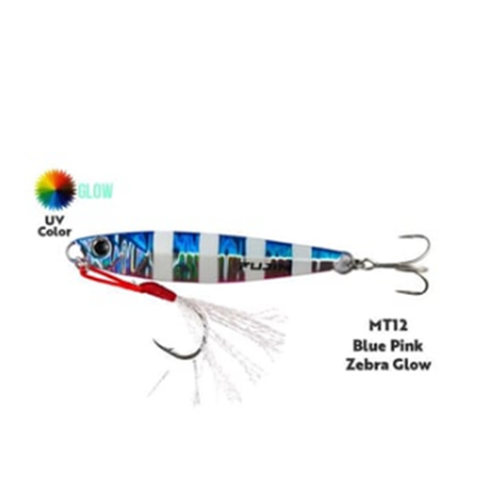 Fujin Jig-X 60gr Shore Jigging Jig Yem - MT12 BLUE PINK ZEBRA GLOW
