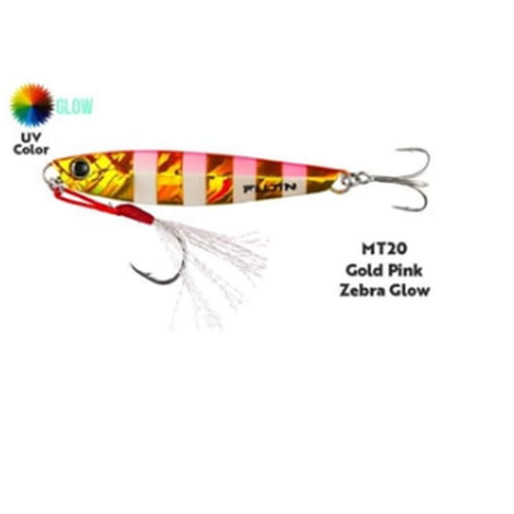 Fujin Jig-X 60gr Shore Jigging Jig Yem - MT20 GOLD PINK ZEBRA GLOW