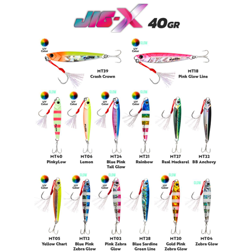Fujin Jig-X 40gr Shore Jigging Jig Yem - RAINBOW GLOW