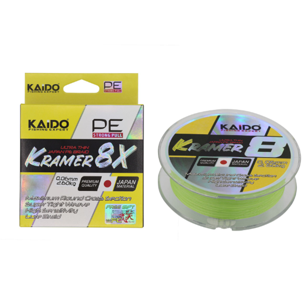 Kaido Kramer Japan 8X Braid 250 Mt Lime Green - 0.10MM