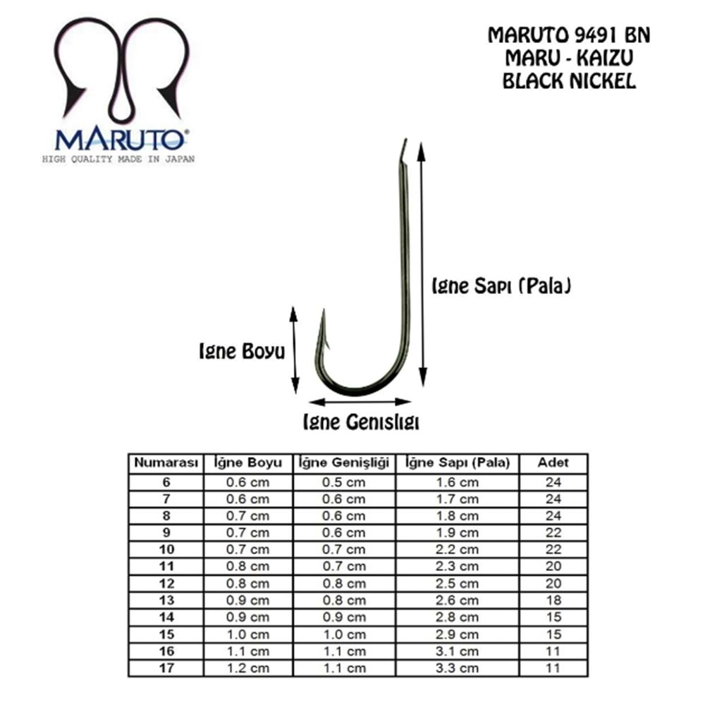 Maruto 9491 BN Düz Olta İğnesi