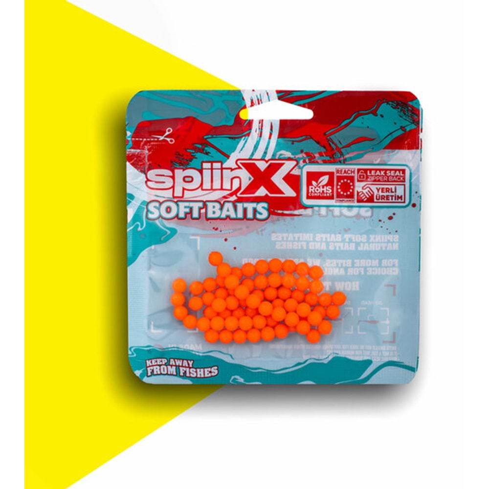 Spiinx Balık Yumurtası 6mm 70p Silikon Yem - UV ORANGE